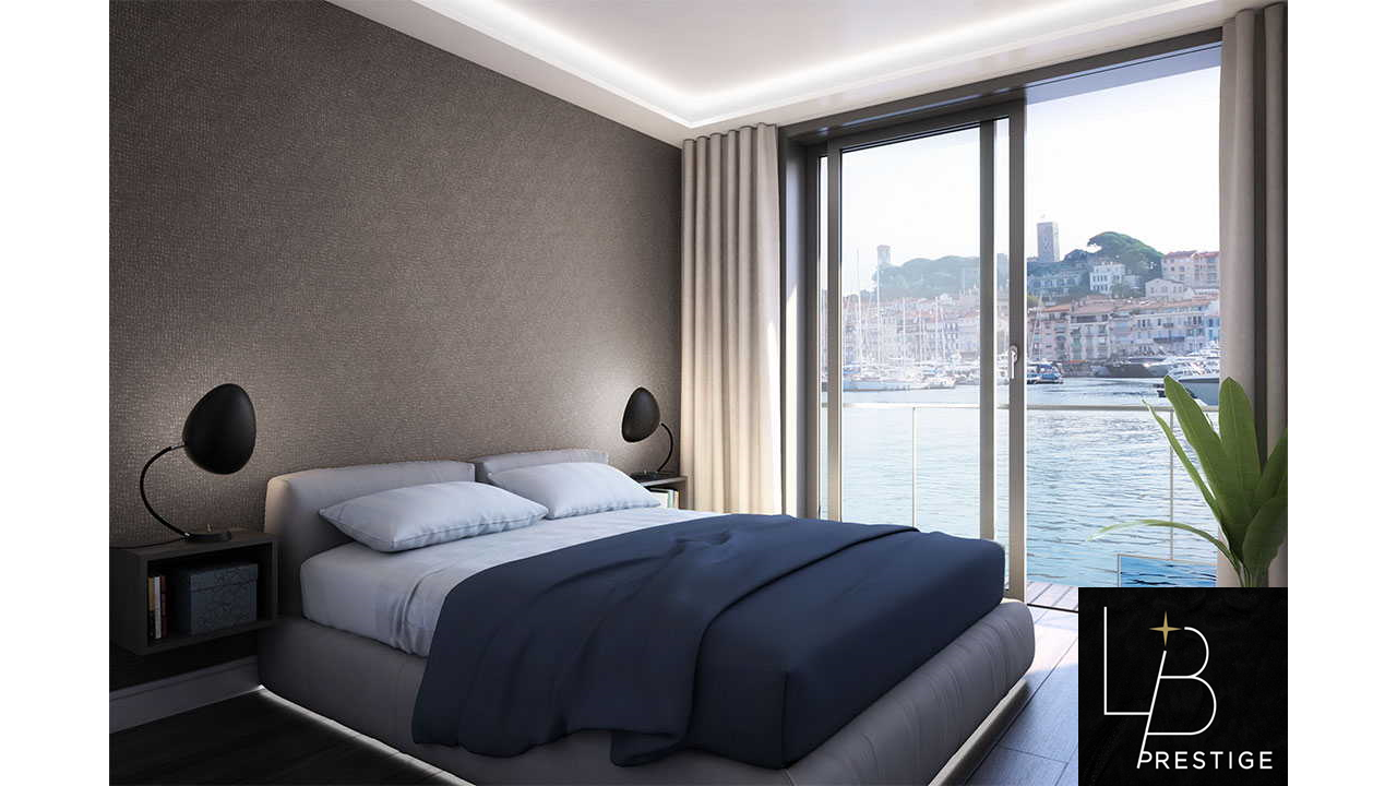 chambre master dans un penthouse flottant à Cannes